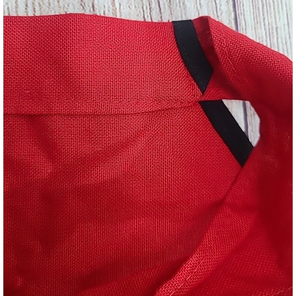 Handmade Austria Pennsylvania Dutch German Folk Art Apron Red Black Pockets